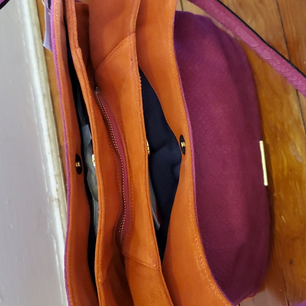 Tommy Hilfiger Python Rapsberry Suede Hobo bag - Picture 3 of 6